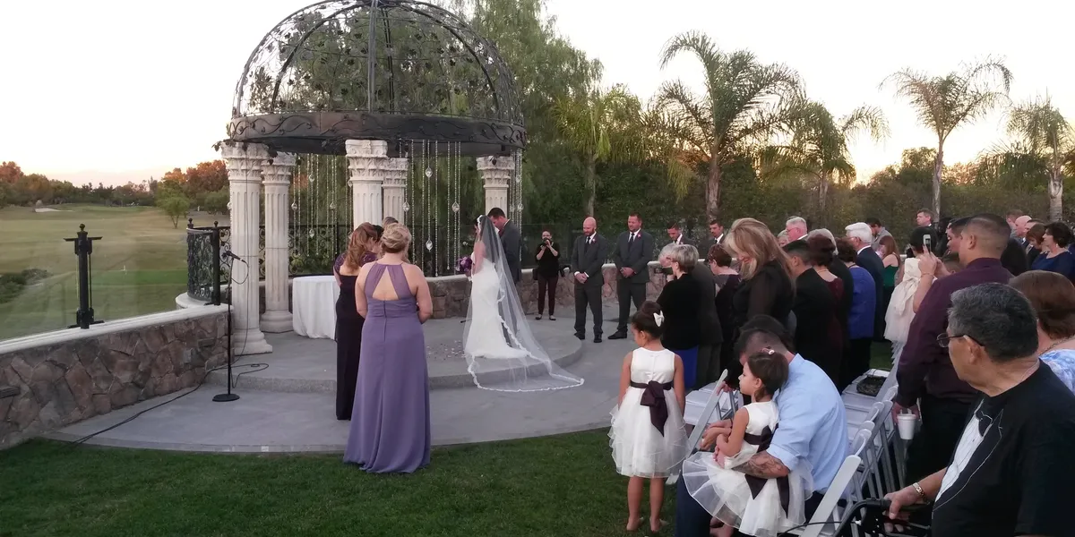 A wedding ceremony at the Old Ranch Country Club.